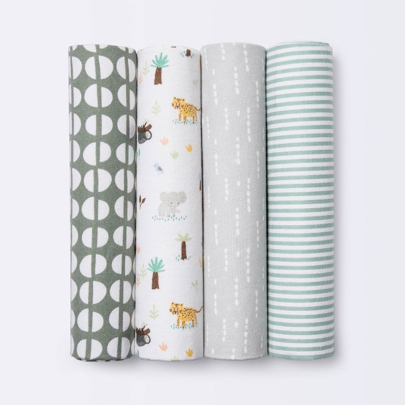 Touched by Nature Baby Organic Cotton Muslin Tranquility Blanket, Blue Elephant, One Size