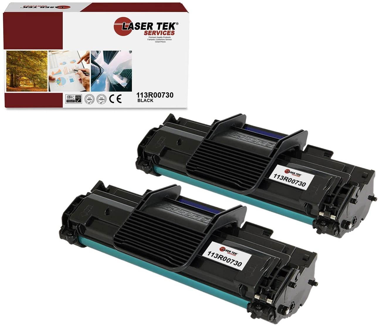 Laser Tek Services Compatible Xerox 3200 113R00730 Toner Cartridge Replacement for Xerox Phaser 3200MFP Printers (Black, 2 Pack) - 3,000 Pages