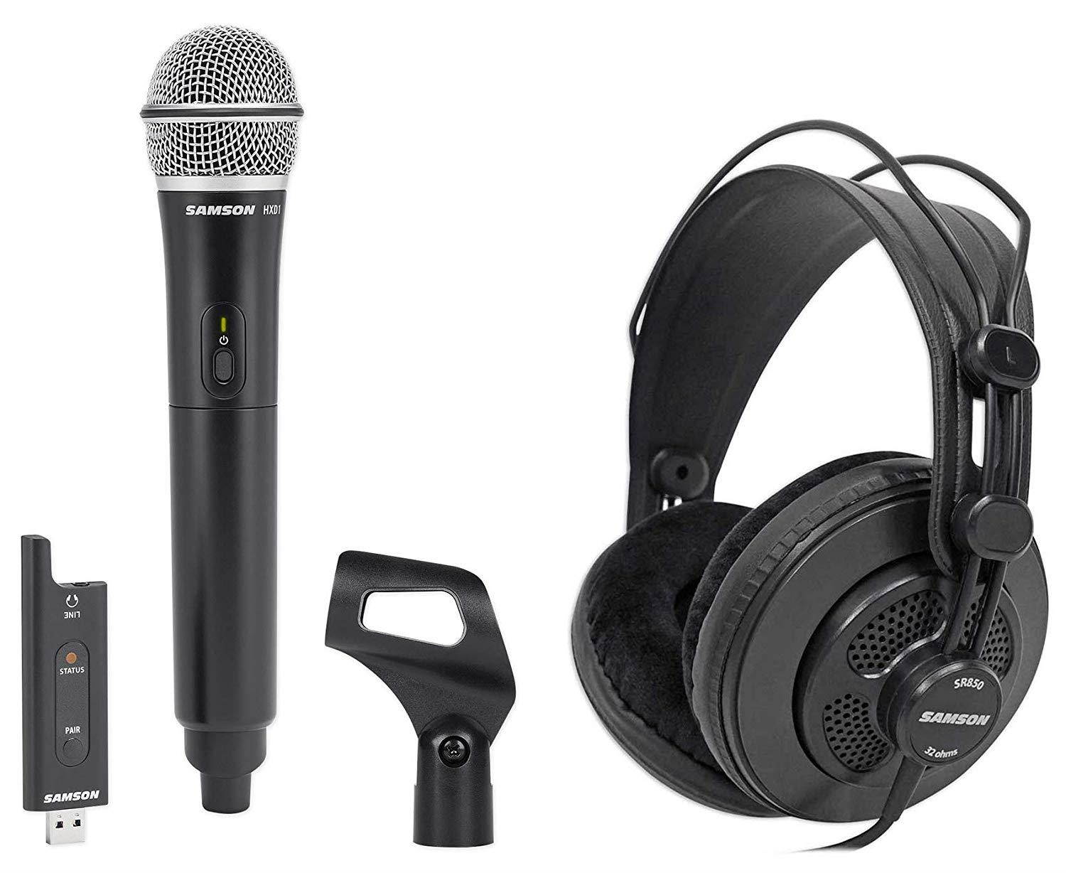 SAMSON Wireless USB Podcast Podcasting Recording Microphone+Mic Clip+Headphones