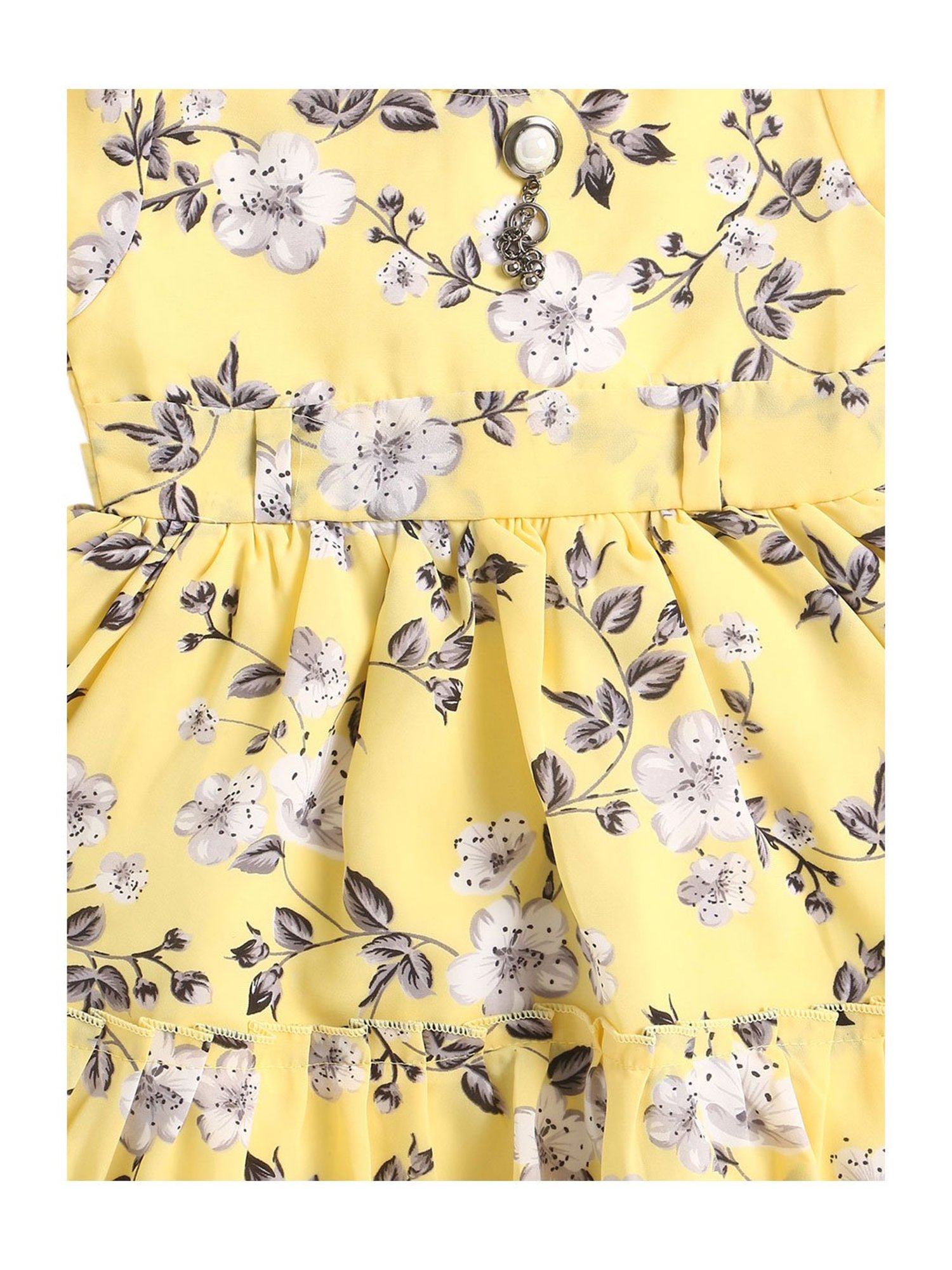 The Magic Wand Kids Yellow Floral Print Dress