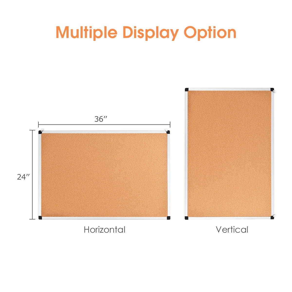 Costway 2 Pack Cork Bulletin Board 24'' x 36'' Wall Mounted Notice Board w/Aluminium Frame