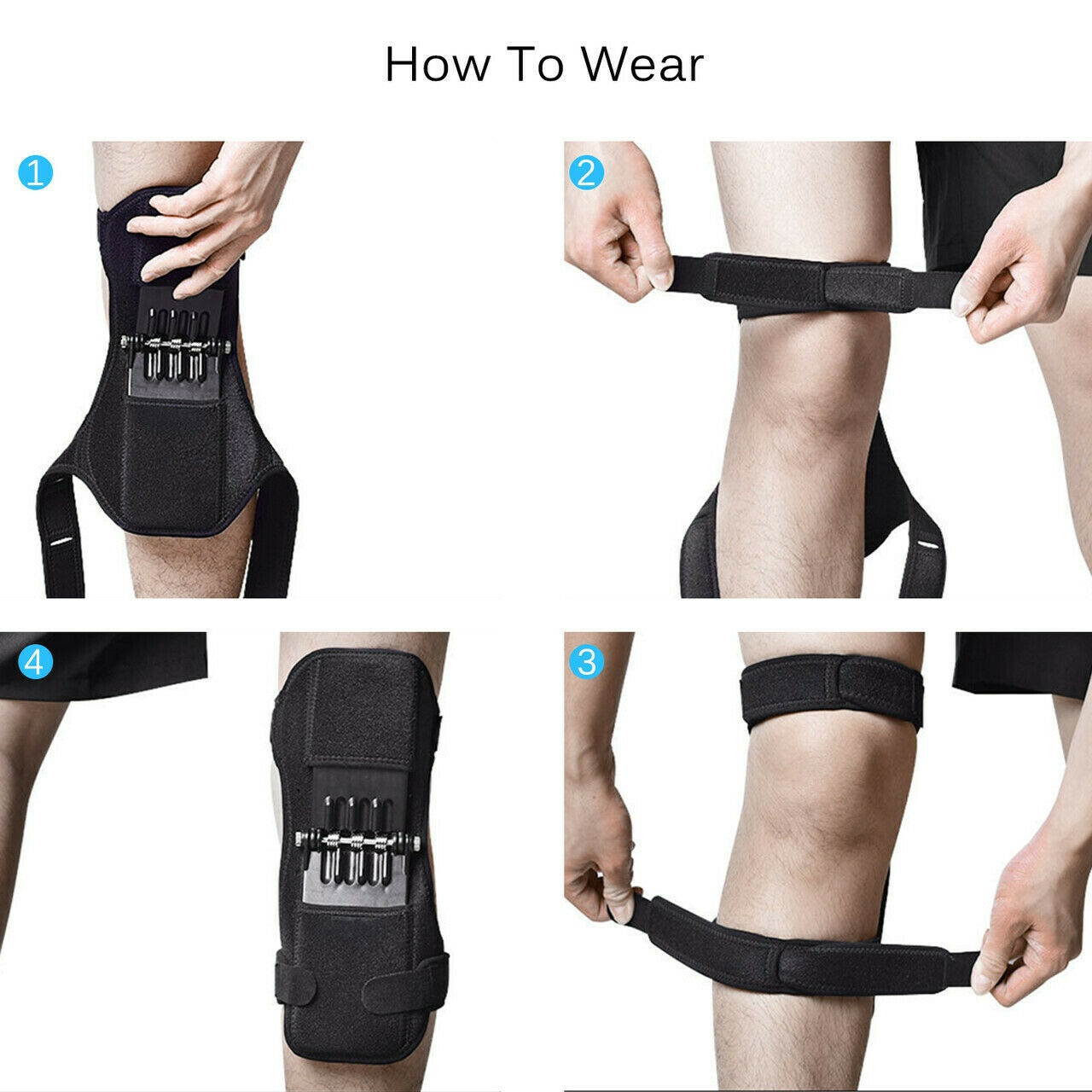 1 Pair Knee Pads Booster Joint Support Brace Lift Squat Sport Power Spring Force