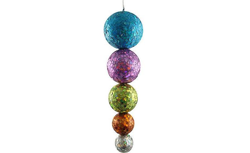 North Star 7" Glitter and Sequin Disco Ball Drop Christmas Ornament - Blue/Pink