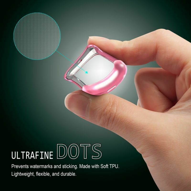 For  Versa 2 Screen Protector with Soft TPU Rubber Case Bumper Clear/Pink