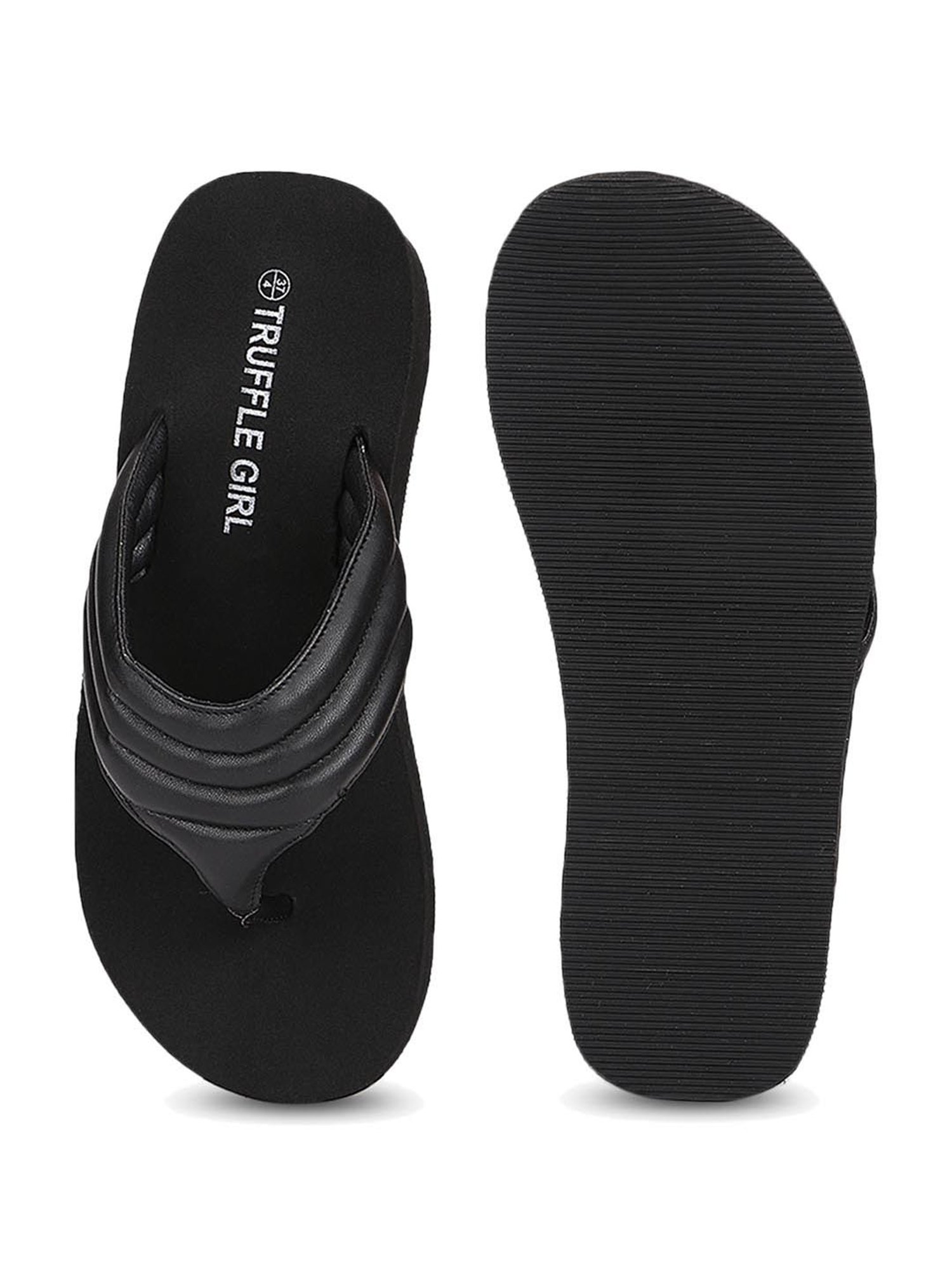 Truffle Girl by Truffle Collection Women's Black Thong Wedges