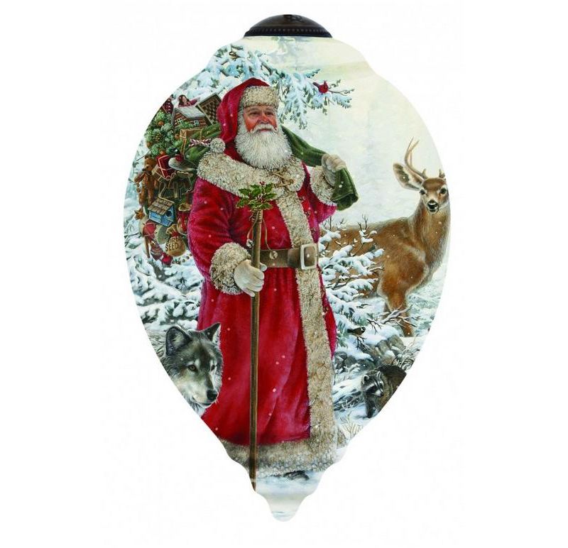 NeQwa Ne'Qwa Limited Edition "Woodland Santa" Hand-Painted Blown Glass Christmas Ornament #7151105