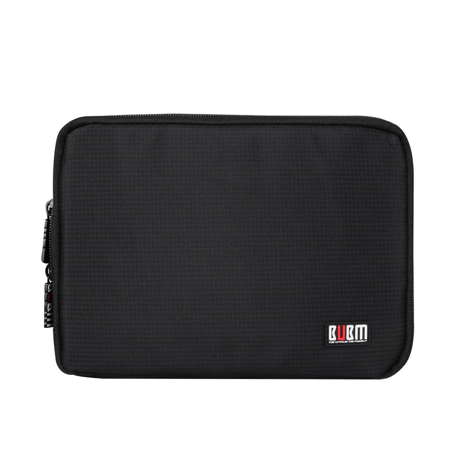 BUBM Double Layer Electronic Accessories Organizer, Travel Gadget Bag Cables, USB Flash Drive, Plug More, Perfect Size Fits iPad Mini (Medium, Black)