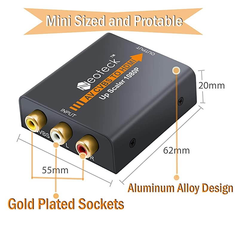 Alloy 1080P 3RCA AV CVBS Composite to HDMI Converter AV to HDMI Adapter for TV PC PS3 STB Xbox VHS VCR BlueRay DVD Players ProjectorUpgraded Version