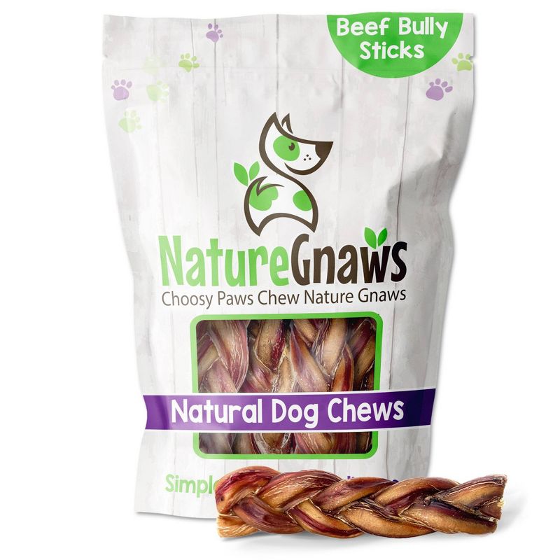 Nature Gnaws Braided Bully Sticks 5-6" Beef Dog Treats- 10ct