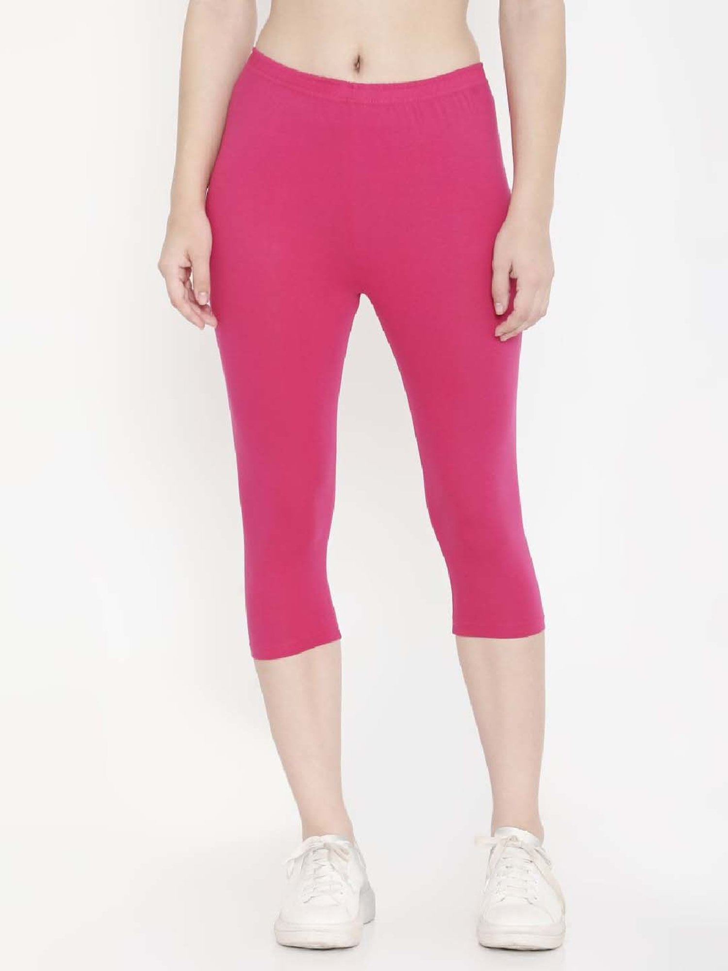 FEELINGS Pink Cotton Plain Capris