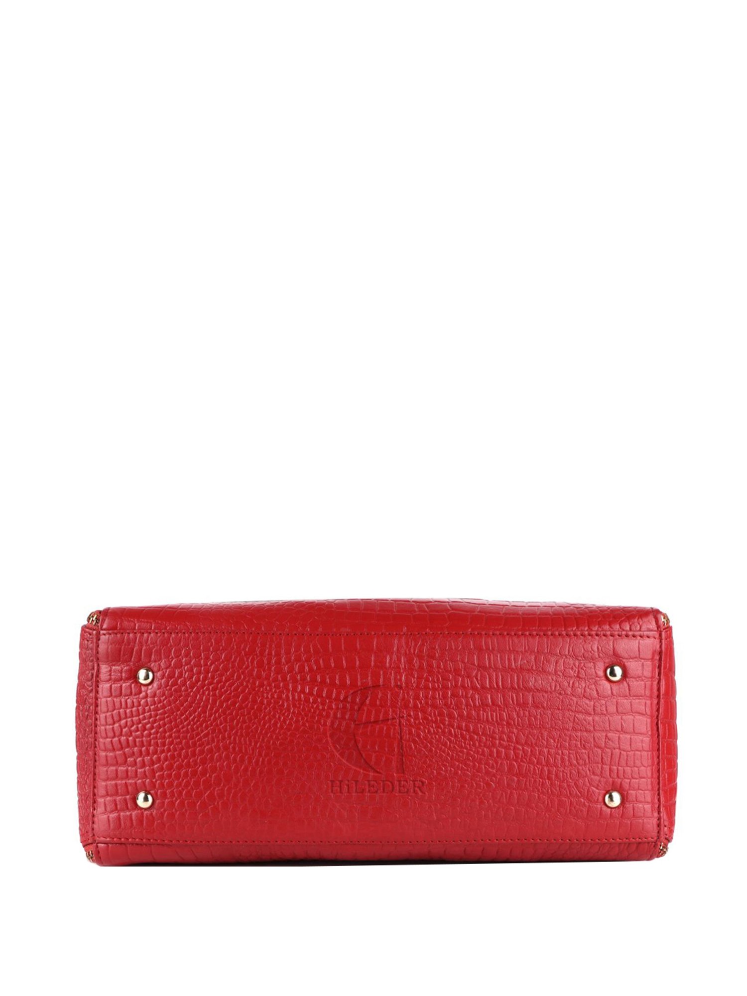 HiLEDER Red Textured Medium Handbag