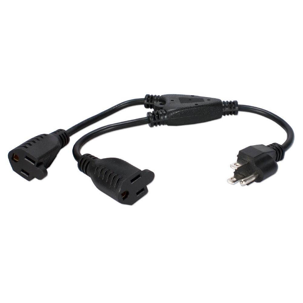 QVS Outlet Saver 16" AC Power Splitter Adapter in Black