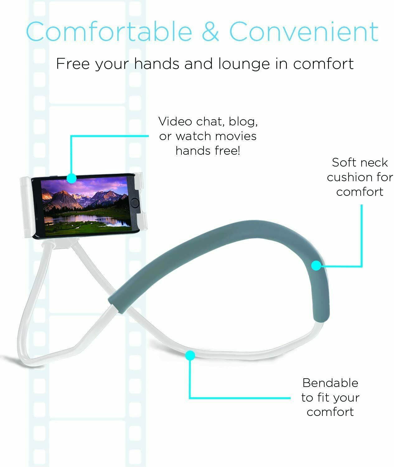 Aduro Lounger Cell Phone Mount Holder for Neck, Universal Smartphone Lazy Stand