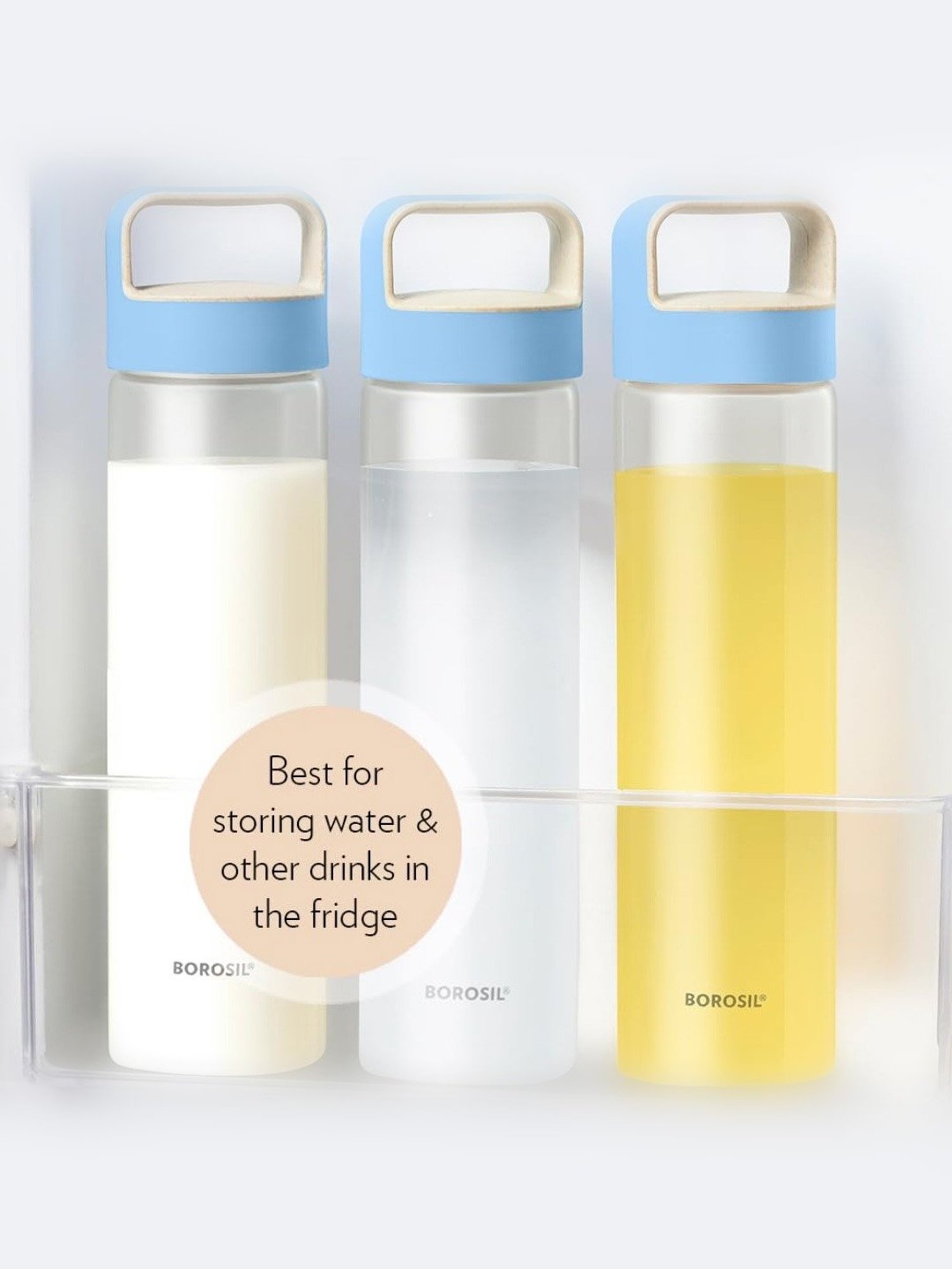 Borosil Water Bottle For Hot & Cold Water (Blue, 550 ml)