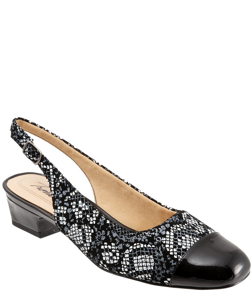 Trotters Dea Python-Printed Leather Sling Pumps