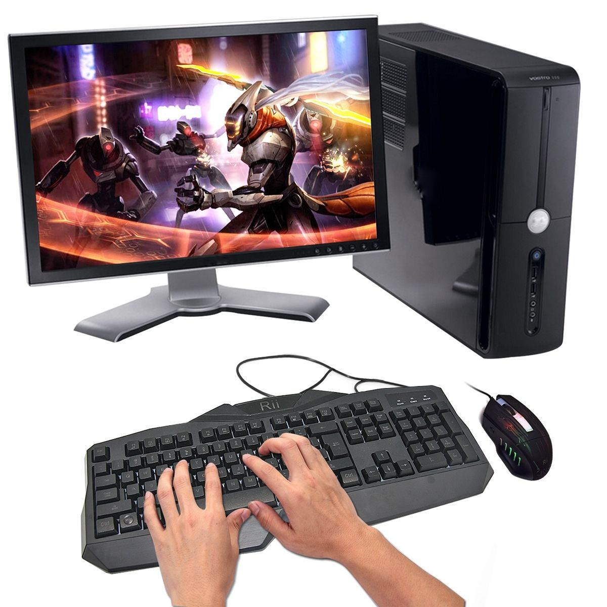 Rii RK400 7 Colors LED Backlit Gaming Keyboard & Mouse Combo Bundle For Computer
