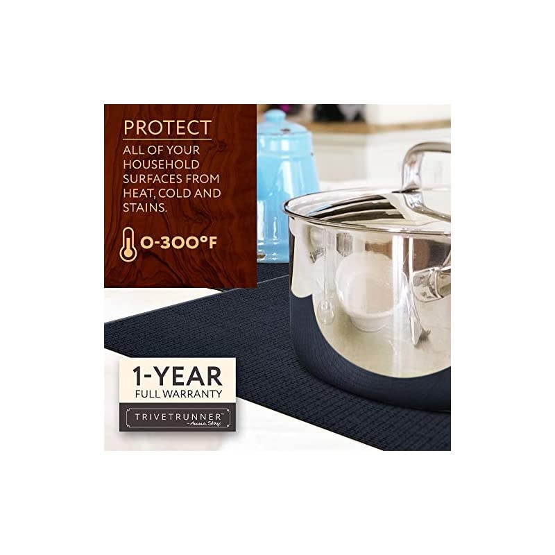 Modular Trivet Runner for Table 6 pcs Placemats Extendable Hot Pad, Heat-Resistant Surface,for Hot Plates, Pots, Dishes, Cookware for Kitchen (Dark Blue)