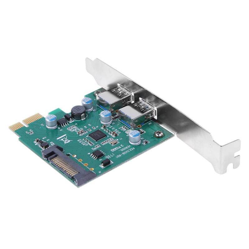 ALLOYSEED Super Speed PCI-E 2 Port PCI Express Expansion Card USB 3.0 SATA Power Adapter Card for Desktops PC Support the LINUX