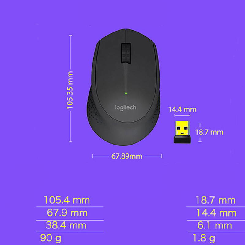 Logitech M330 Wireless Mouse Silent Mouse with 2.4GHz USB 1000DPI Optical Mouse for Office Home black