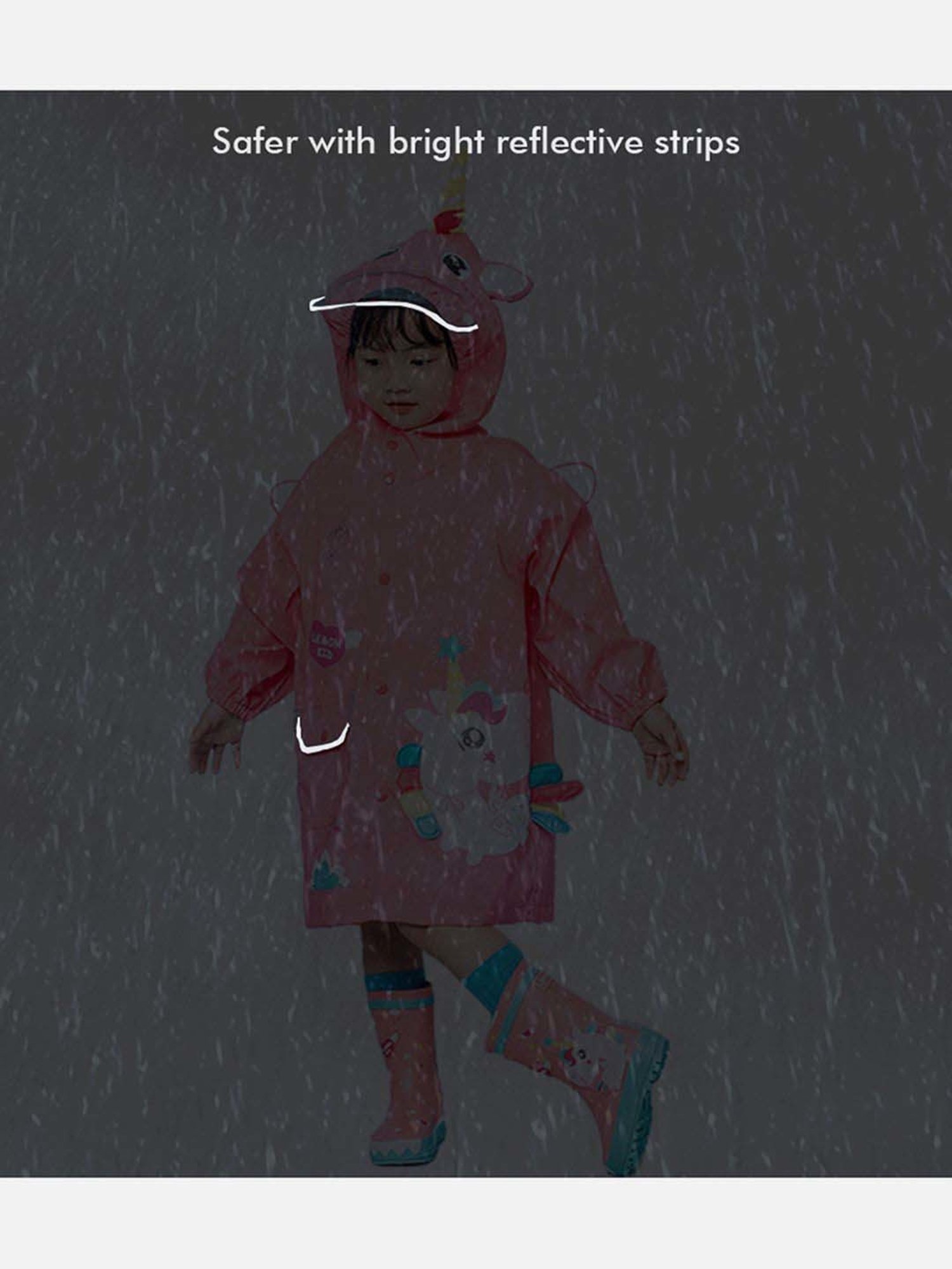 Little Surprise Box Kids Pink Printed Full Sleeves Raincoat