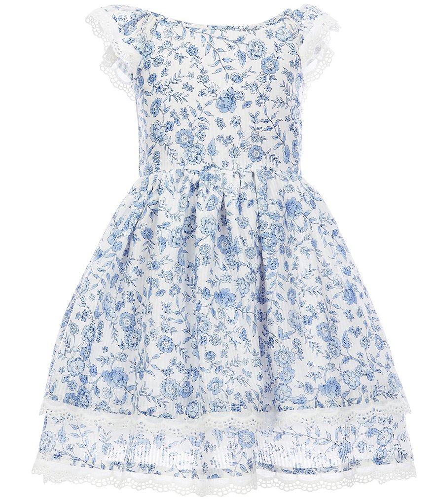 Laura Ashley Little Girls 2T-6X Flutter-Sleeve Floral-Printed Fit-And-Flare Dress