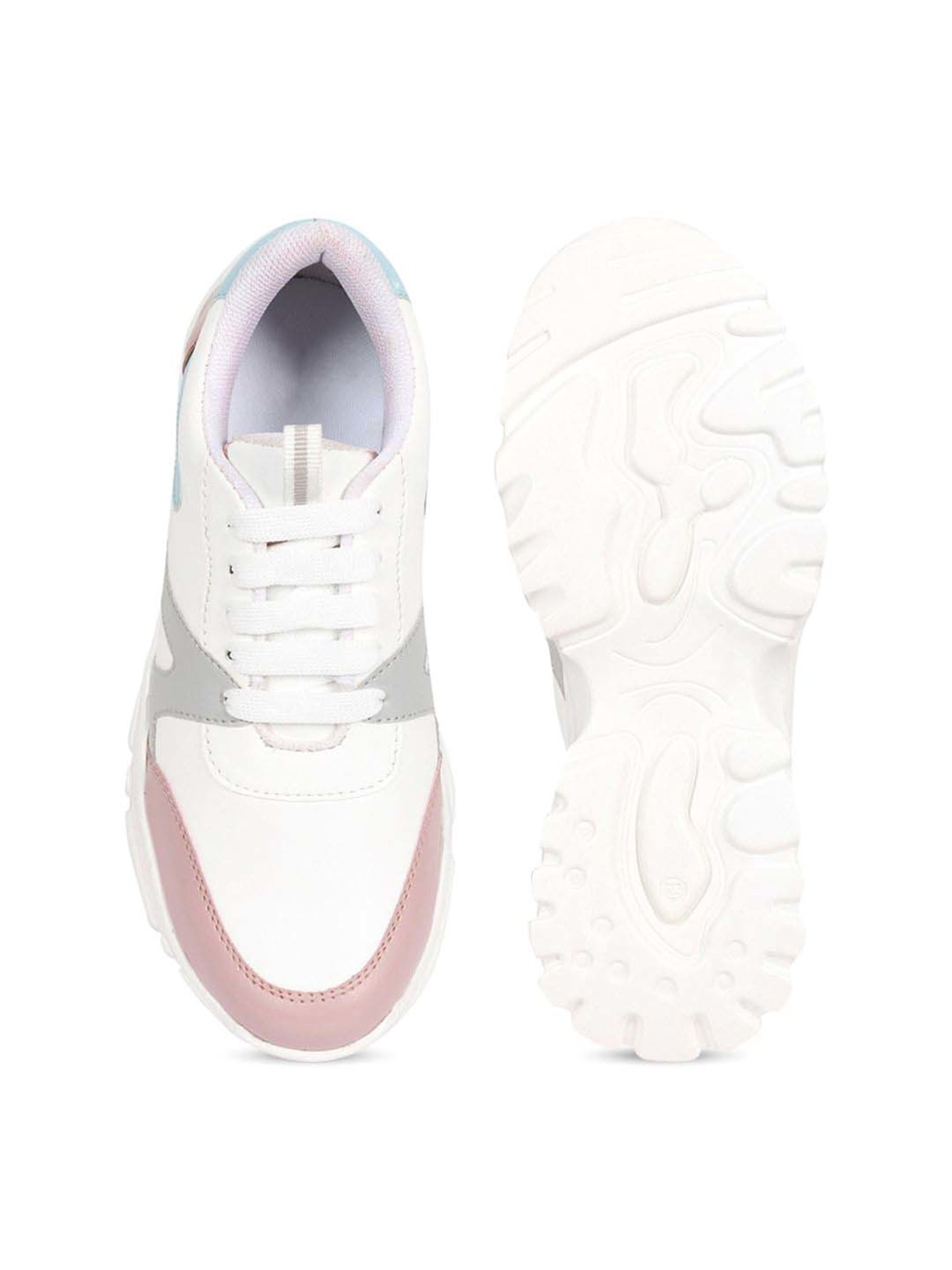 Shoetopia Kids White & Pink Walking Shoes