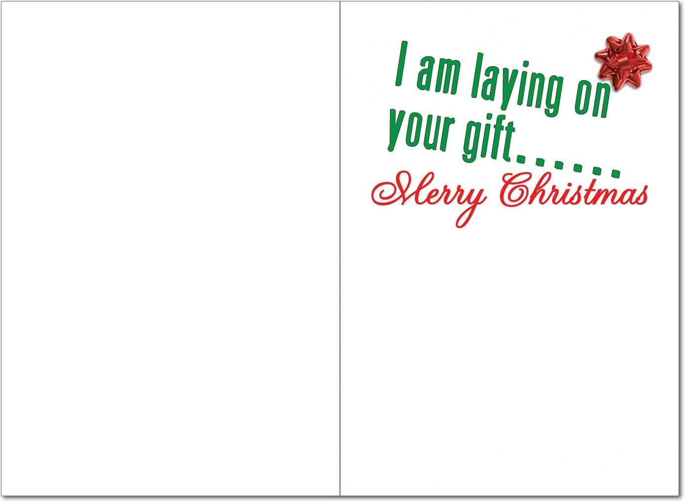 B1373 Box Set of 12 Roll Me Over Naughty Humor Christmas Greeting Cards with Envelopes