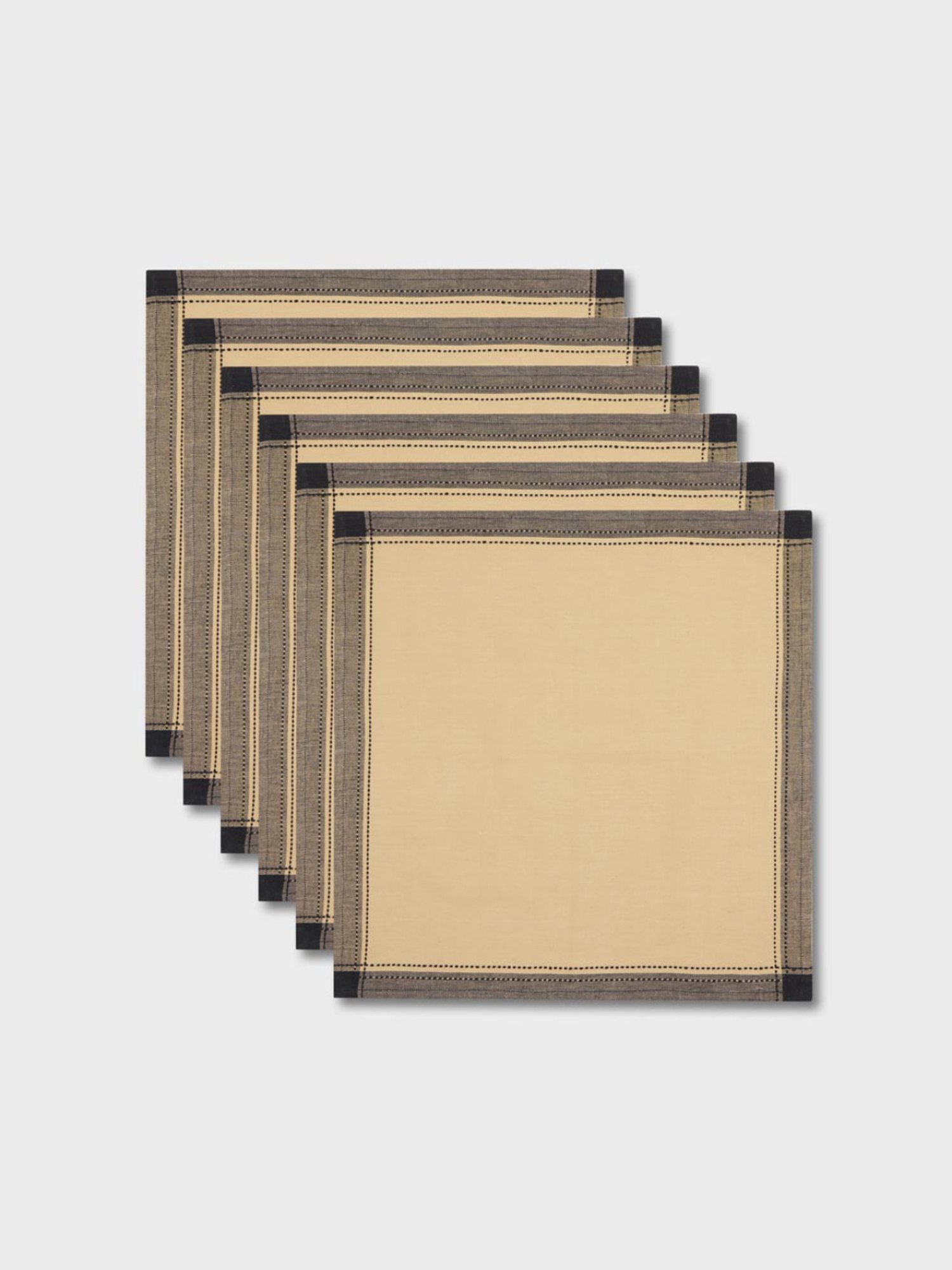 Fabindia Beige & Black Cotton 92 TC 125 GSM Tanka Napkin - Set of 6