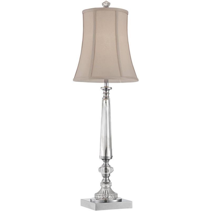 Vienna Full Spectrum Traditional Console Table Lamp Clear Crystal Taupe Bell Shade for Living Room Family Bedroom Bedside