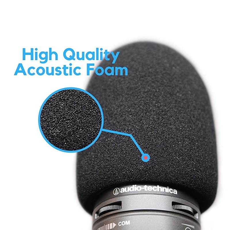 Windscreen for Audio Technica AT2020 Microphone Pop Filter made from Quality Sponge Material that Filters Unwanted Recording and Background Noises Black Color