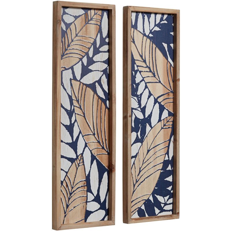 Newhill Designs Leaf 31 1/2" High Blue and Natural 2-Piece Wall Art Set