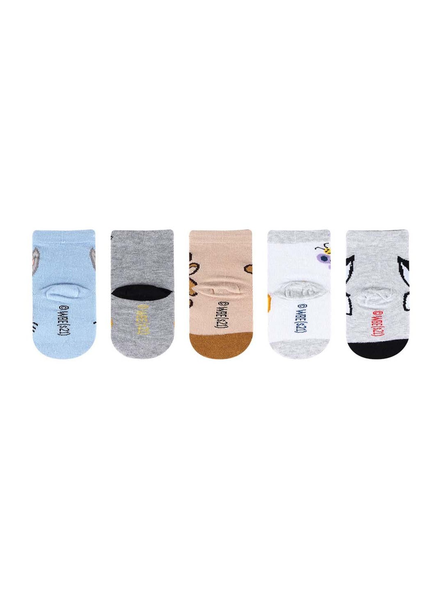 Bonjour Kids Multicolor Printed Socks - Pair of 5