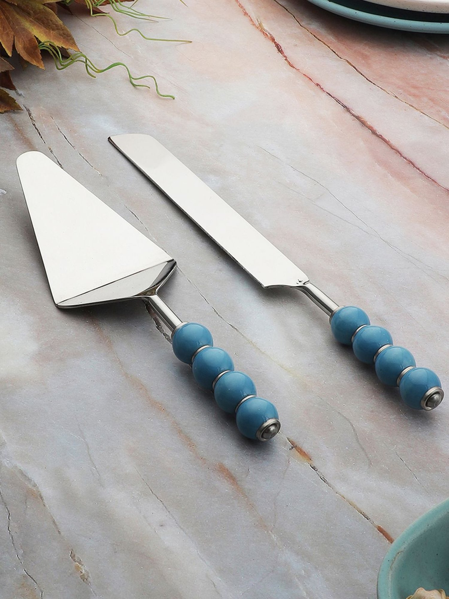 VarEesha Blue Steel Cake Server Set