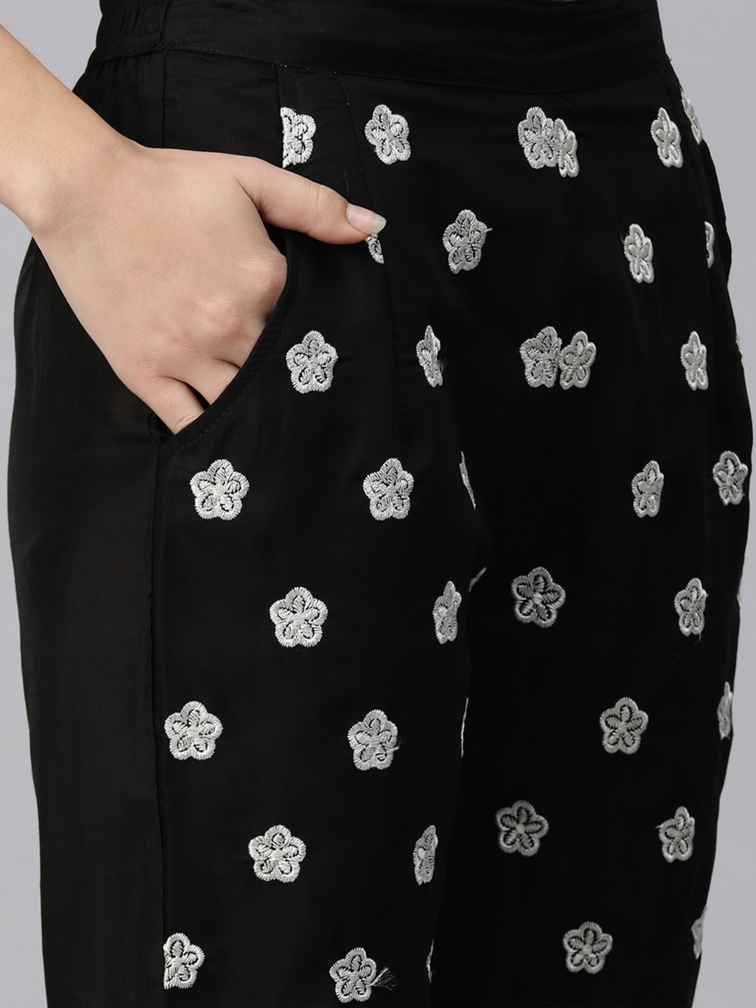 READIPRINT FASHIONS Black Embroidered Shirt Pant Set