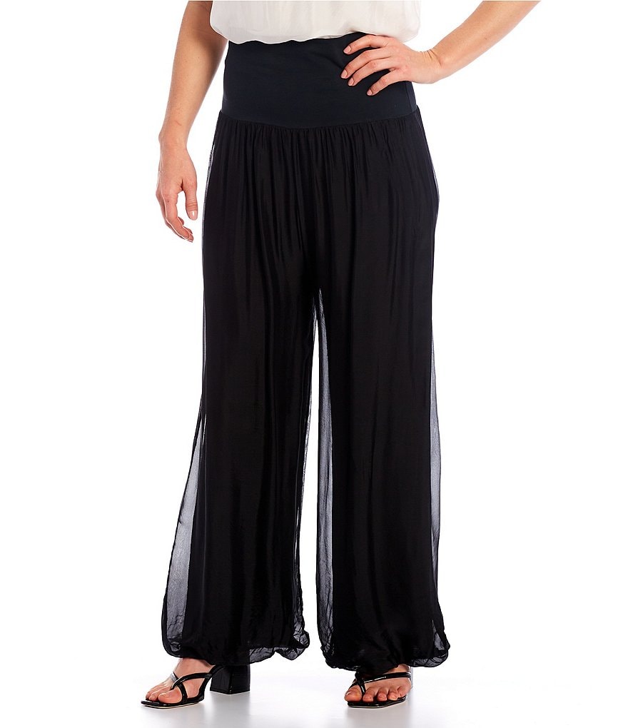 M Made in Italy Silk Blend Palazzo Pant