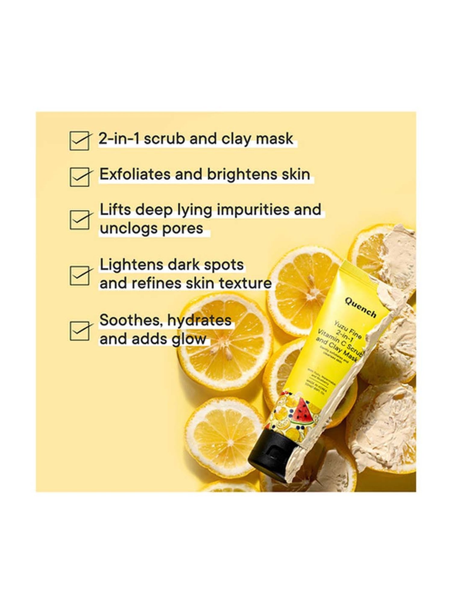 Quench Botanics Yuzu Fine 2-in-1 Vitamin C Scrub and Clay Mask - 50 ml