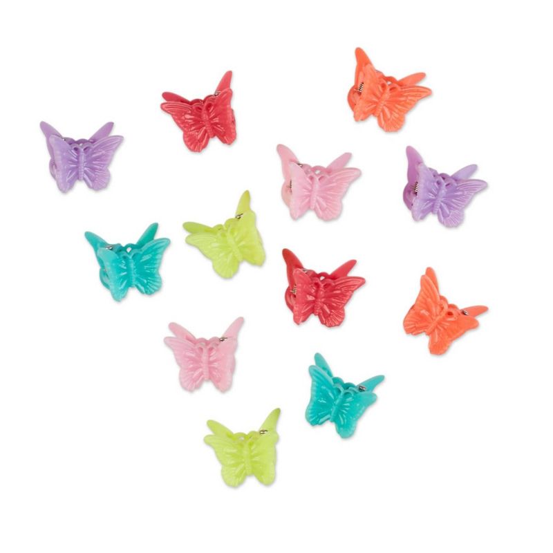 scunci Butterfly Bright Colors Mini Jaw Clips - 12ct