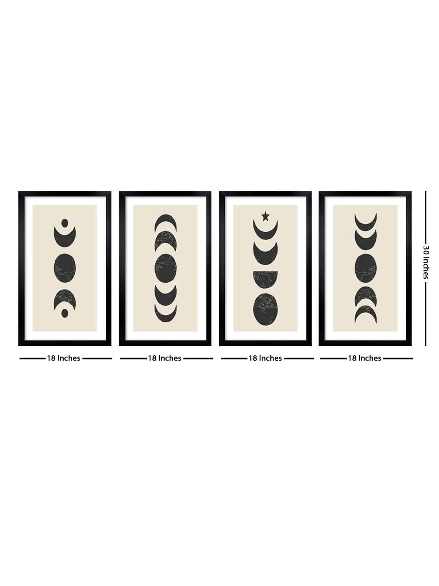 999store Beige & Black Moon And Star Canvas Wall Painting