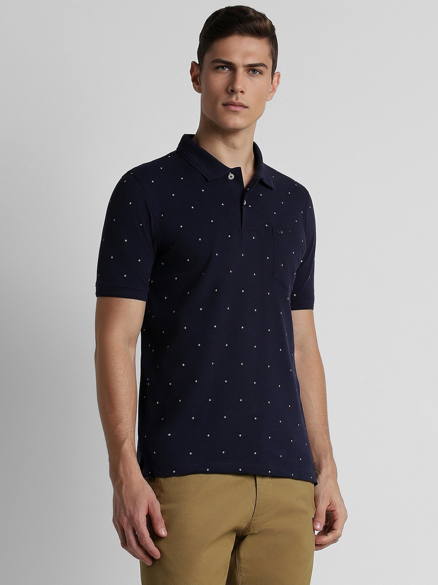 Peter England Navy Regular Fit Printed Polo T-Shirt