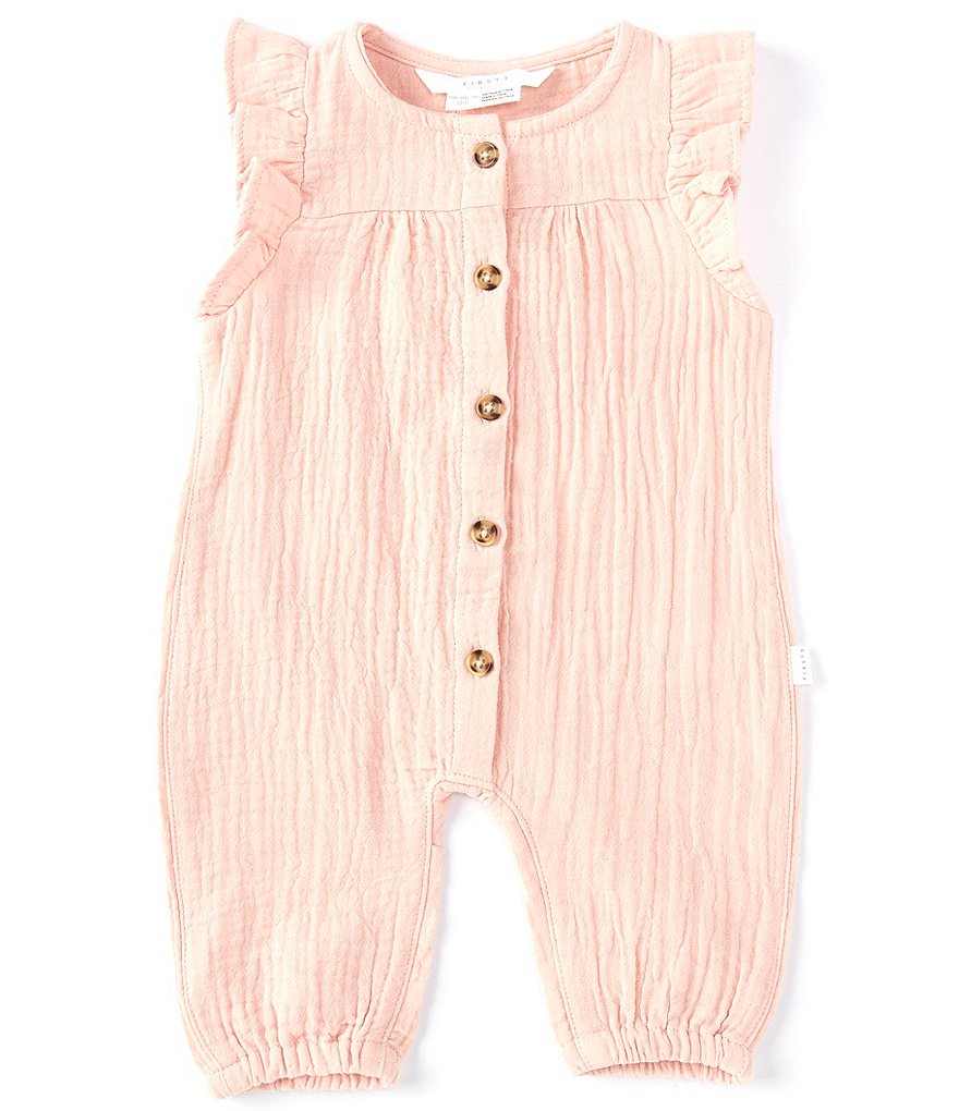 Petit Lem Baby Girls Newborn-24 Months Sleeveless Ruffle Gauze Playsuit Coverall