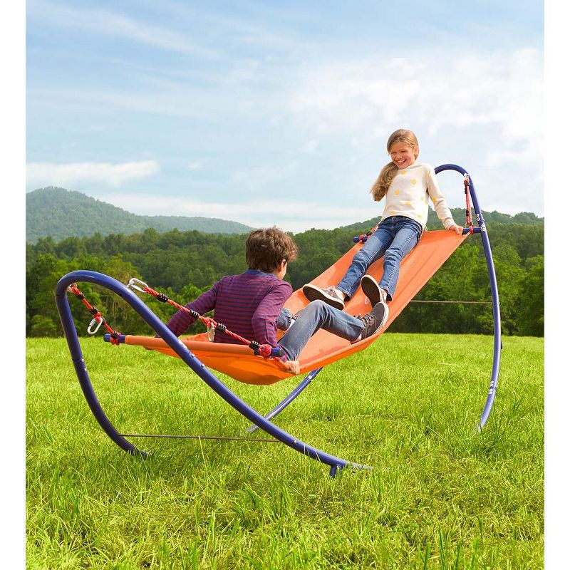 HearthSong - Rockin' 2-in-1 Hammock - Curved Steel Rocker for Kids Outdoor Play