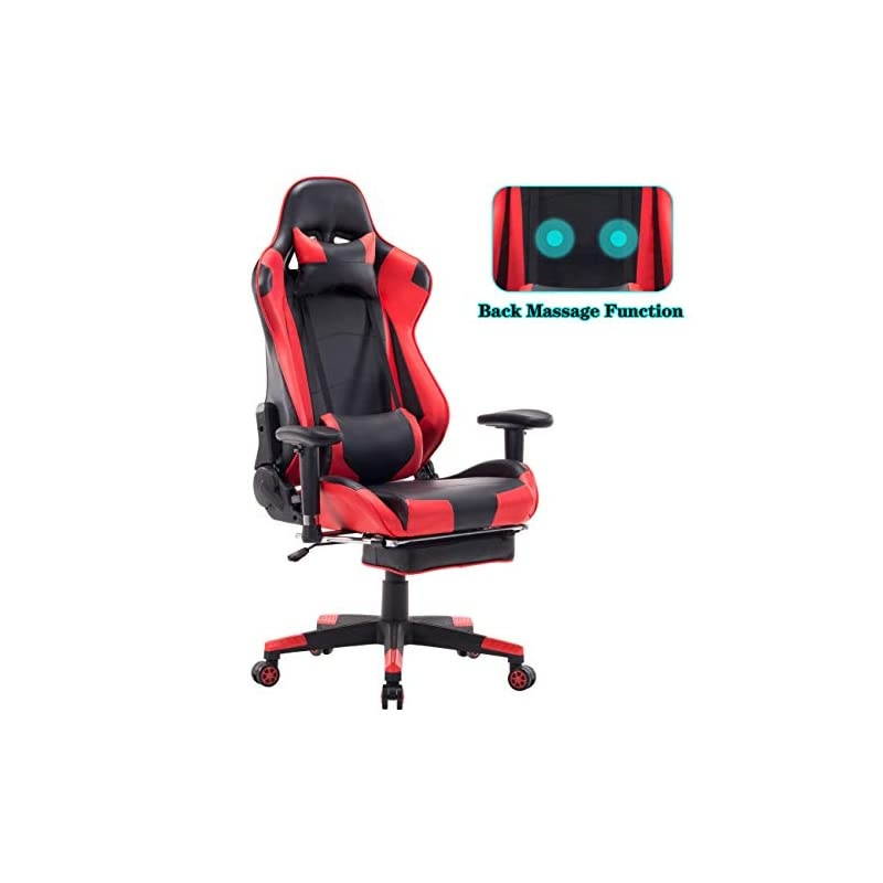 Gaming Chair Ergonomic Computer Gaming Chair with Massage Lumbar Support Racing Style Gamer Chair with Footrest and High Back Seat Height Adjustable Swivel Video Game Chair