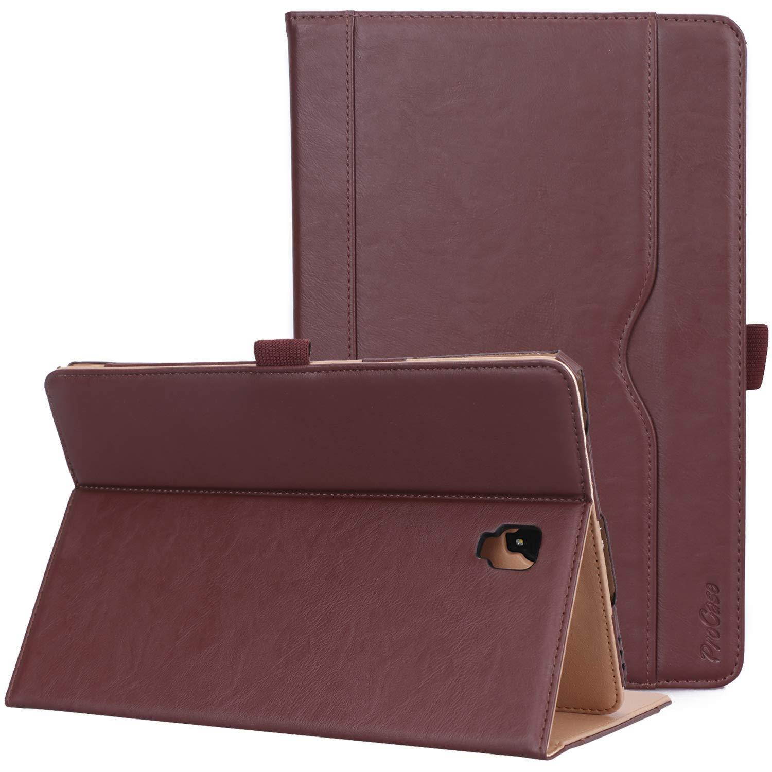 ProCase Folio Case for Galaxy Tab S4 10.5, Stand Protective Case Cover for Samsung Galaxy Tab S4 (10.5-Inch SM-T830 T835 T837) with S Pen Holder, Multiple Viewing Angles -Brown