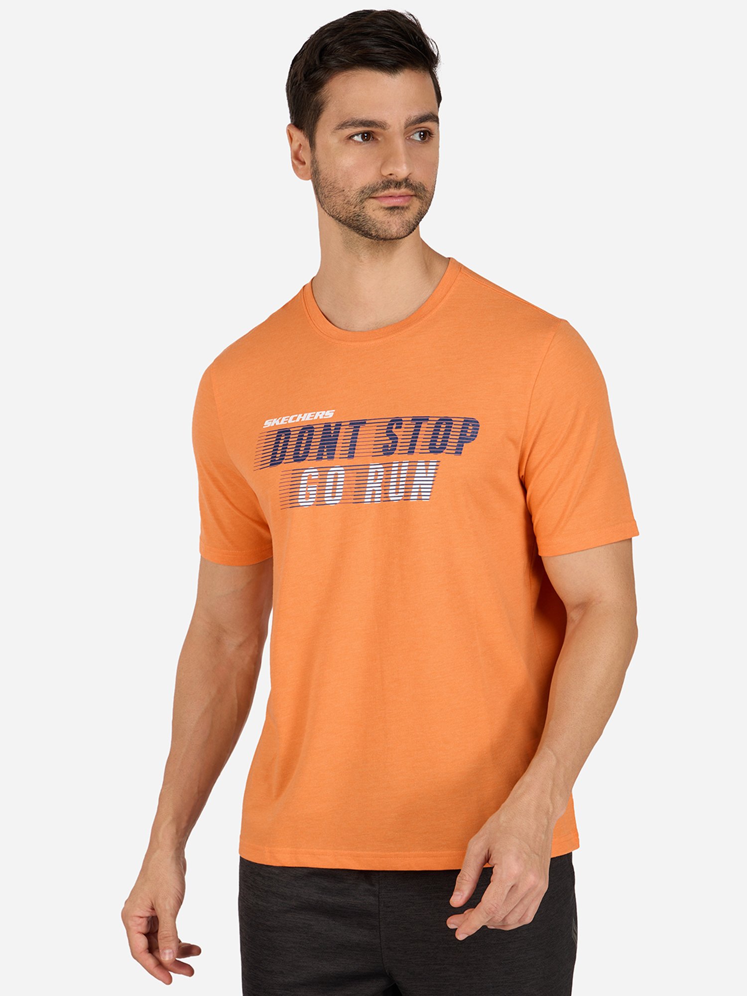 Skechers Orange Relaxed Fit Printed Crew T-Shirt