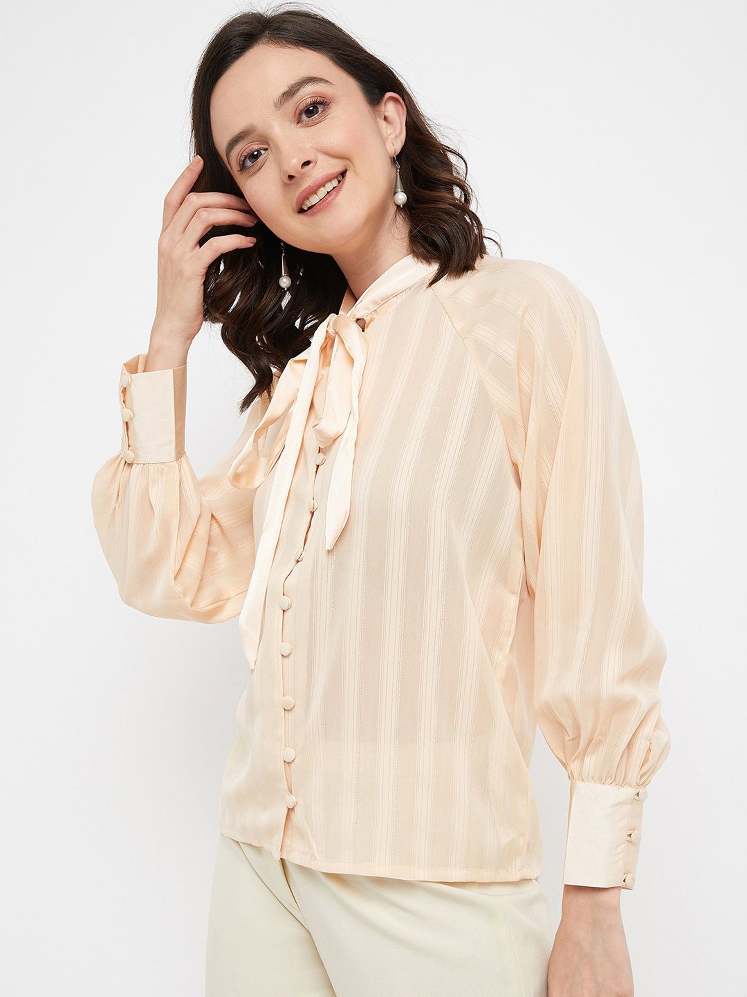 MADAME Cream Stripes Top