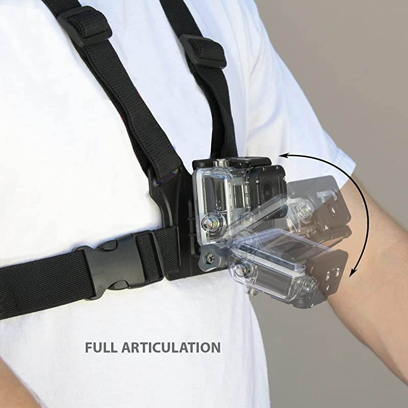 Action Camera Chest Harness Mount with J Hook and Tripod Adapter Works With GoPro Hero6 Black Hero5 BlackSession YI 4K HTC RE Camera Ion Air Pro 3 AKASO EK7000 and More