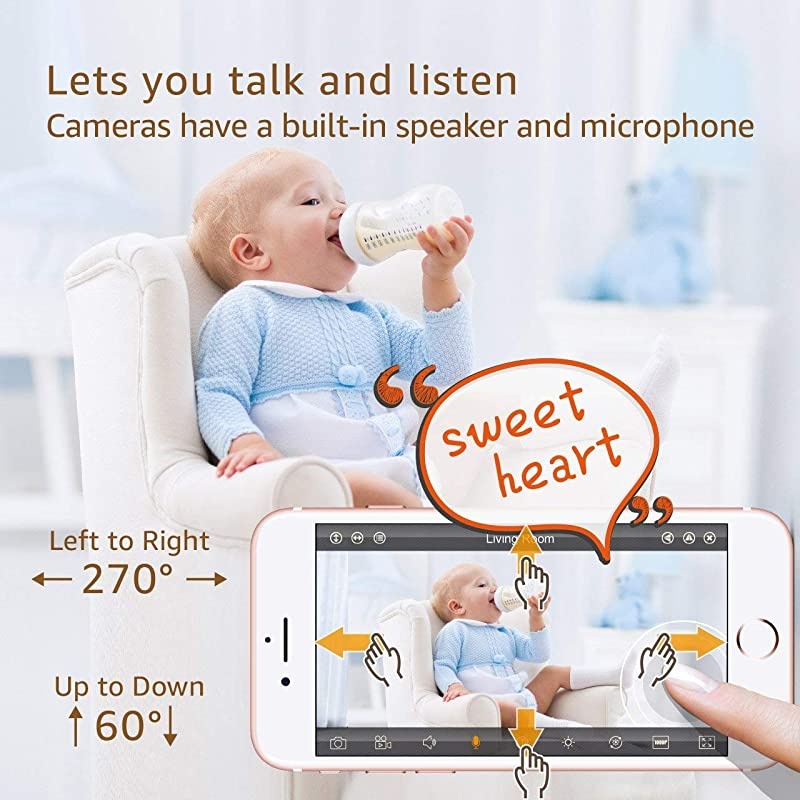 Wireless Security Camera WiFi Pet Camera Nanny Cams Wireless with Cell Phone App Home Surveillance HD IP Camera with 2 Way Audio Night Vision Motion Detection for OfficeDogBaby Monitor