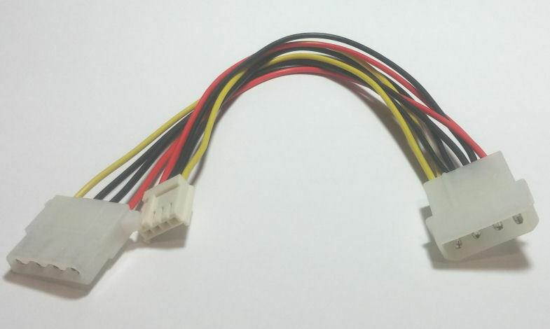 CB-POWER-531-Y 8inch 4Pin Molex (M) to 4Pin Molex (F) & Floppy 4Pin (F) Cable