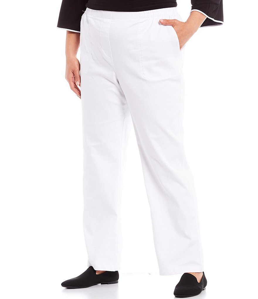 Allison Daley Plus Size Stretch Twill Straight Leg Pull-On Pants