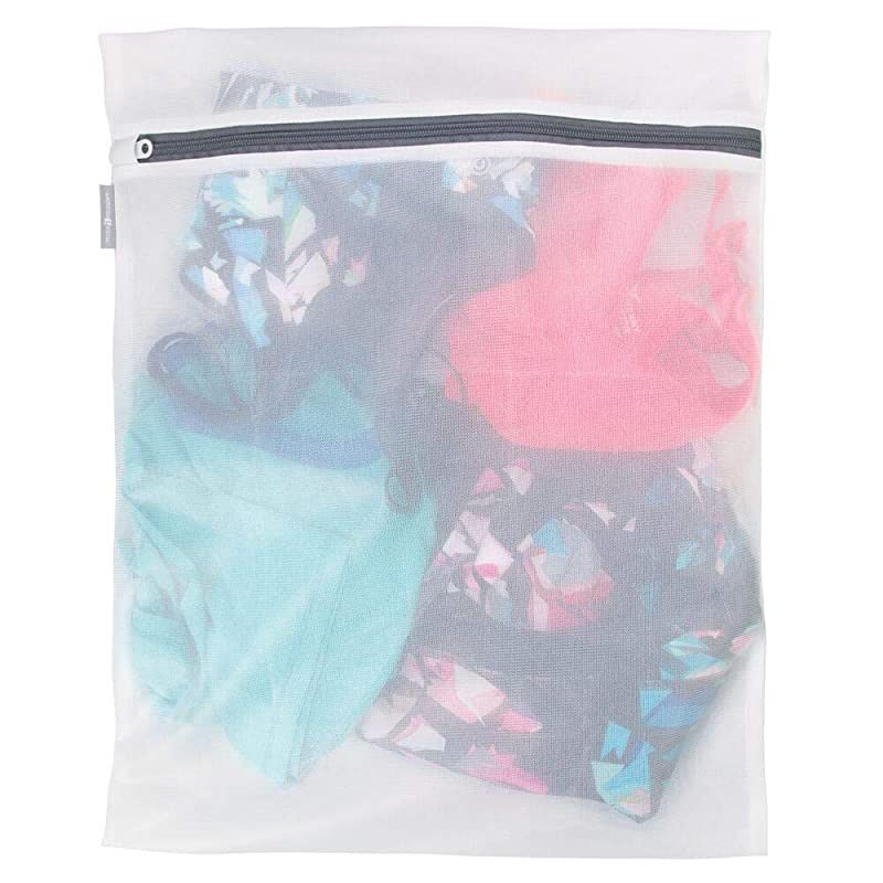 Large Laundry Mesh Wash Bag Fine Weave Fabric Zipper Closure Washing Machine and Dryer Safe Protect Lingerie Delicates Underwear Bras Leggings Great Travel Bag